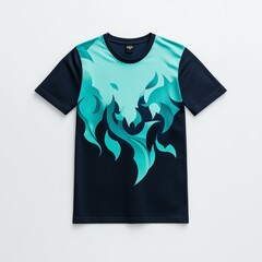 Wall Mural - Blue T Shirt with Teal Abstract Flame Design