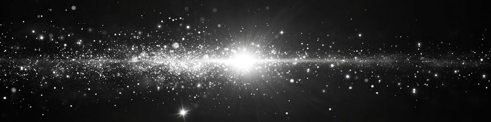 Wall Mural - Flash light on black background. Vector glow sparkle effect. Abstract lens flare ignition. Flashing lights