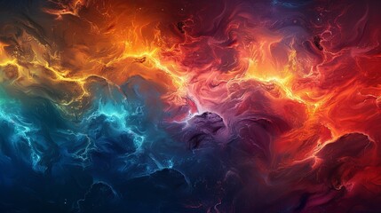 Wall Mural - Abstract Swirling Liquid with Fire and Ice Colors