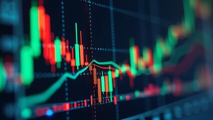 Wall Mural - financial chart with various data lines and indicators, representing market analysis and trends. ide