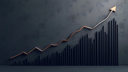 Canvas Print - Financial chart with a rising line and bar graph, symbolizing growth and success in business. Ideal for finance, analytics, and corporate themes.