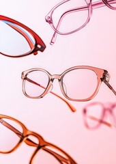 A collection of glasses with different colors and shapes