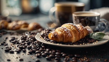 cup of coffee and croissant