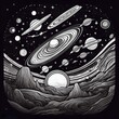 © Alyona Medved - Abstract space, many Saturns