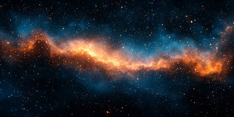 a nebula in space with orange and blue colors.