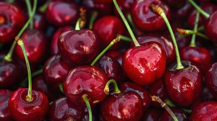 Poster - A Close-Up View of Ripe Cherries