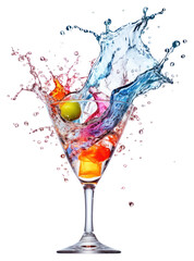 Canvas Print - PNG  Cocktail glass with splash martini falling drink.