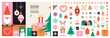 © FourLeafLover - Christmas collection of seasonal elements with Santa and snowman, hand drawn items, vector design