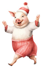 Poster - PNG Chubby pig cat dancing mammal white background representation.