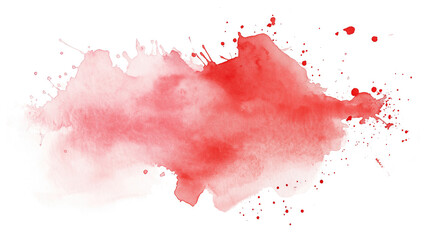 Wall Mural - one single red watercolor aquarelle abstract splash stain isolated on white background