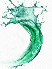 Wall Mural - A splash of green water is shown in the image, with the water droplets creating a sense of movement and energy. The green color of the water adds a sense of freshness and vitality to the scene