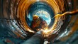 © Arieswanto - Welder Working Inside a Large Metal Pipe