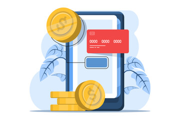 Mobile payment concept, online banking and transactions, online mobile banking and mobile payments. Secure payment and security transactions. Flat design icon vector illustration.