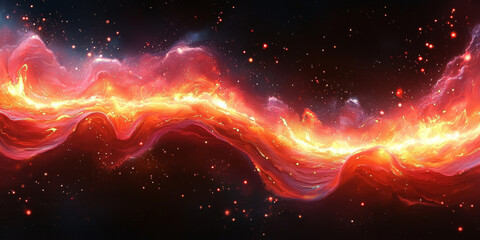 Sticker - A fiery nebula glows in the vast expanse of space.