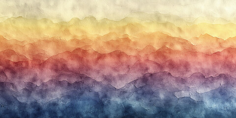 Canvas Print - Abstract watercolor painting of a mountain range with a gradient of colors.