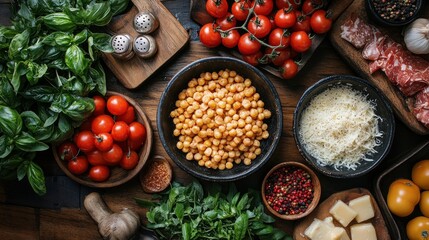 Wall Mural - A vibrant assortment of fresh ingredients for cooking.