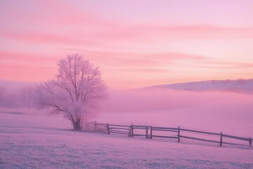 Poster - a lone tree stands in a snowy field