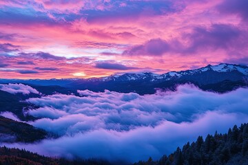 Poster - a view of a mountain range covered in clouds