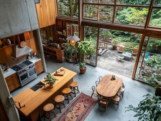 Wall Mural - Modern Kitchen with Garden View.