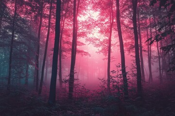 Wall Mural - a pink forest filled with lots of trees