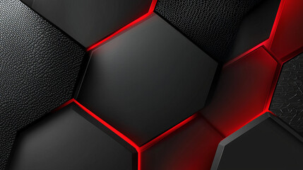 Abstract black grey metallic overlap red light hexagon mesh design modern luxury futuristic technology background vector illustration 