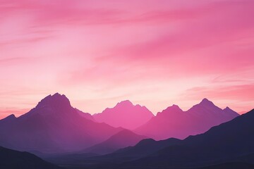 Sticker - a pink and purple sky with mountains in the background