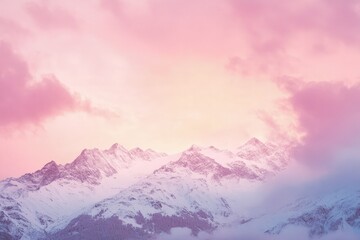 Poster - a view of a mountain range covered in snow