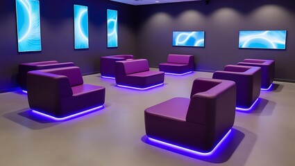 Wall Mural - home theatre room. Concept Futuristic Living Room, Smart Home Technology