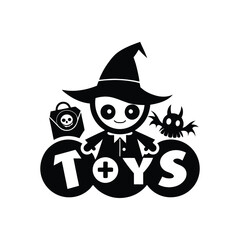 Wall Mural - Halloween Toys vector silhouette logo design black and white 