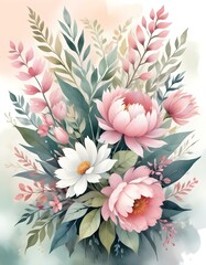 Wall Mural - digital painting Vibrant bouquet of colorful flower