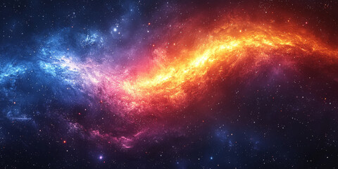 Wall Mural - A vibrant nebula in the cosmos, with swirling clouds of blue and fiery orange.