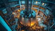 © Jack - Close-up of nuclear reactor dome with control rods and cooling systems in place, showing complex piping and safety equipment