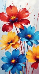 Wall Mural - A closeup view of various colorful flowers