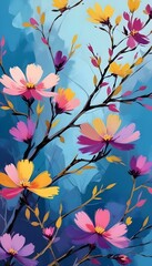 Wall Mural - A closeup view of various colorful flowers