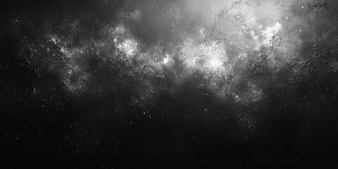 abstract black and white background with a galaxy of stars and a textured surface.