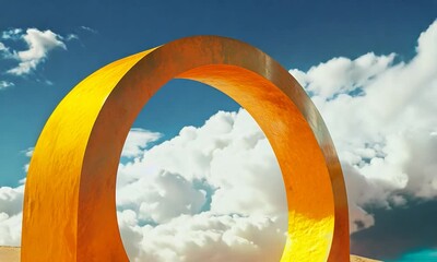 Wall Mural - a large, golden circle is the main focus of the image