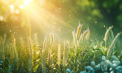 Wall Mural - a field of wheat is bathed in sunlight