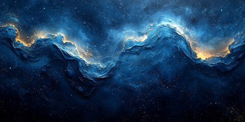 abstract cosmic background with a blue and gold nebula.
