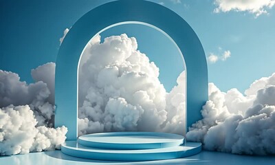 Wall Mural - a blue archway with clouds in the background