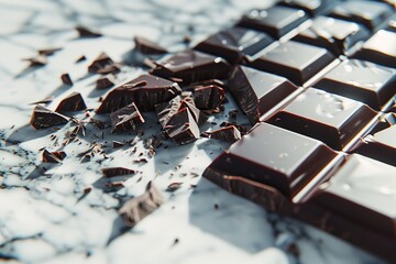 Dark Chocolate Bar on Marble Surface