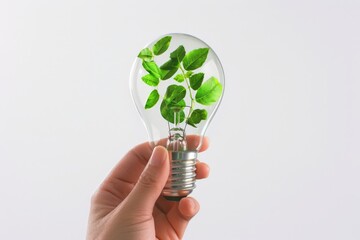 Green Energy Concept with Plant Inside Light Bulb