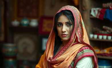 Indian woman in national costume