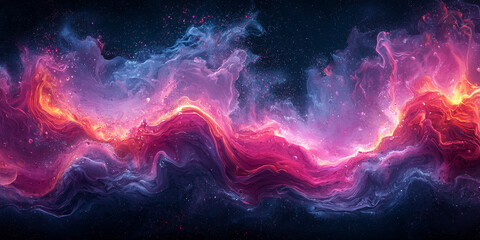 Canvas Print - Abstract nebula with flowing colors of purple, blue, pink, and orange.