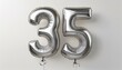© Kim de Been - Silver birthday / anniversary balloon, number 35, white background