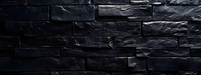 
Black brick wall background, dark and moody, textured with a subtle pattern of light and shadow for an elegant touch.