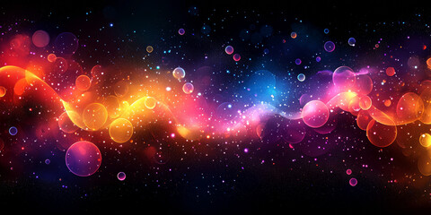 Canvas Print - Abstract background with glowing orbs and sparkling lights.