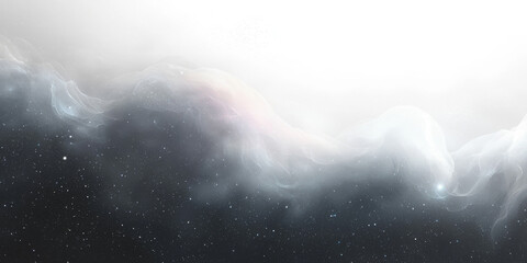 abstract nebula with white clouds and bright stars.