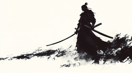 A samurai isolated on transparent background - fictional person, generative ai. Samurai Warrior. Illustration