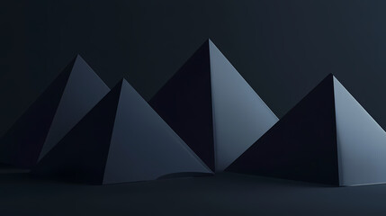 Wall Mural - Black geometric surface with triangular pyramids. high tech, dark 3d texture. Egyptian Pyramids. Illustration