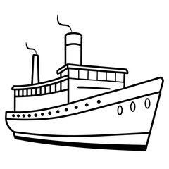 Wall Mural - steamship outline coloring book page line art drawing